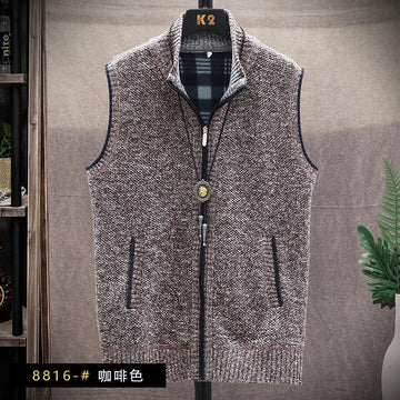 Riolio Atutumn and Winter New Men's Sweater Cardigan Knitting Vest Dailywear Warmth Thickened Zipper Jacket Waistcoat Male Streetwear